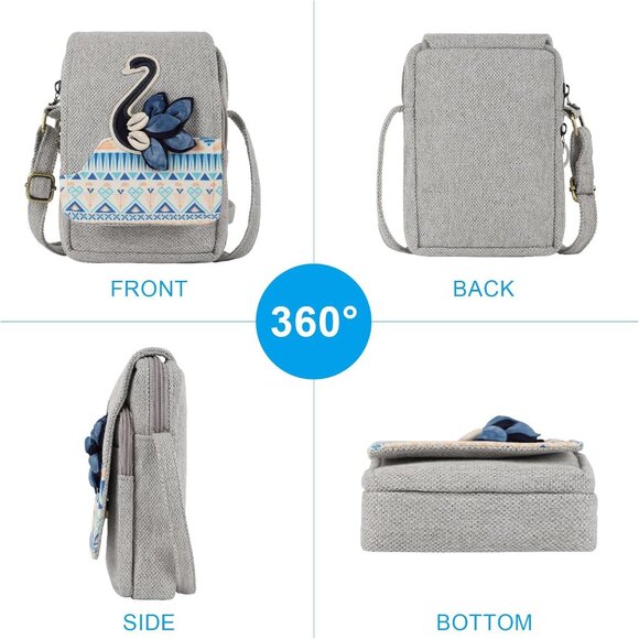 Handcrafted Canvas Floral Crossbody Bag - Functional and Fashionable Accessory - Picture 5 of 6